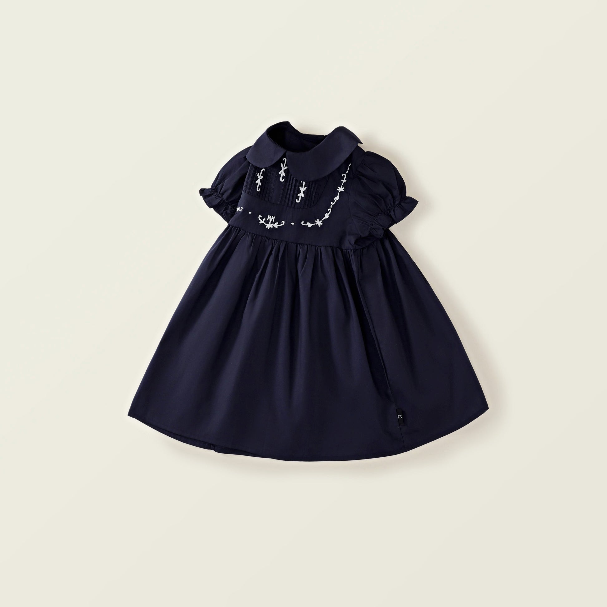 Girl's Navy Blue Embroidered Dress – Hania Kids