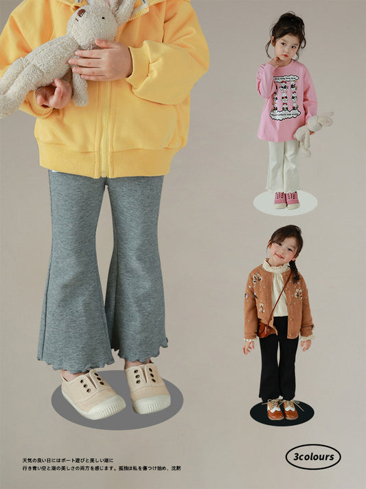 Girl Pure Color Flare Pants