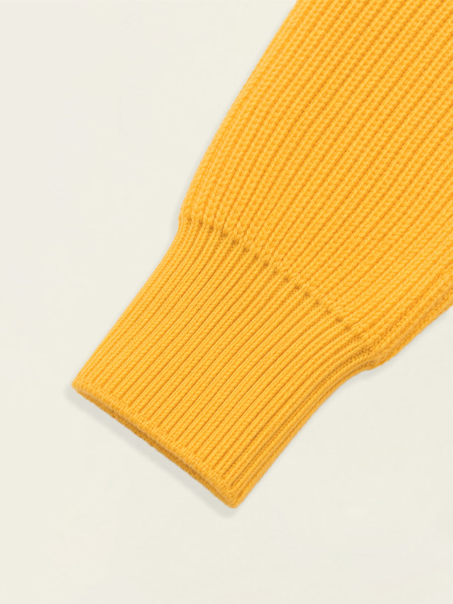 Kids' Mustard Yellow Pom-Pom Hooded Knit Sweater -4083