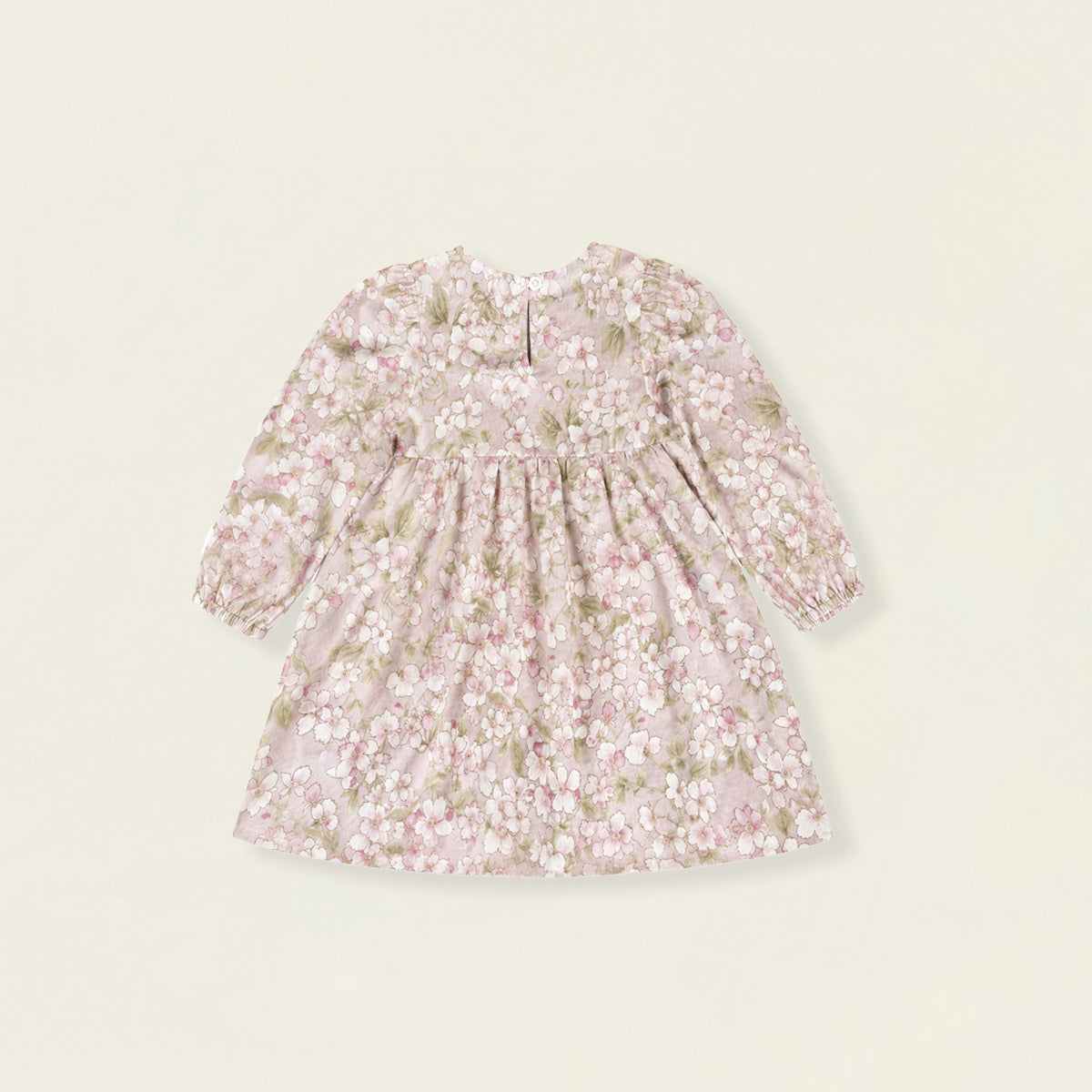 Girls' Pink Floral Long Sleeve Dress with Bunny Embroidery -K6136312