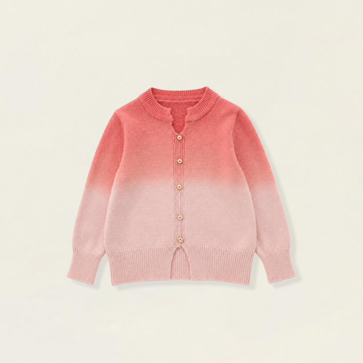 Girls' Pink Ombre Knit Cardigan with Gold Buttons -5007