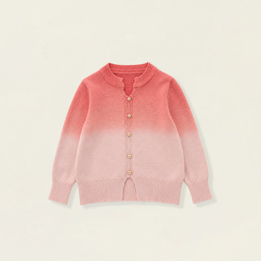 Girls' Pink Ombre Knit Cardigan with Gold Buttons -5007