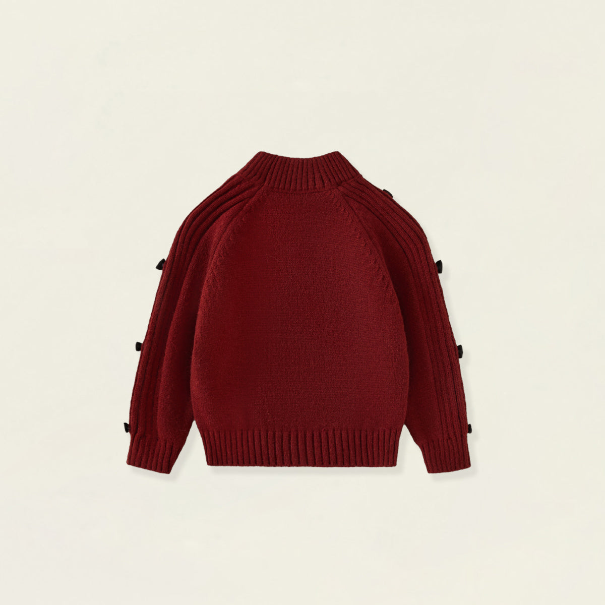Girls' Bow Detail Mock Neck Knit Sweater -5882