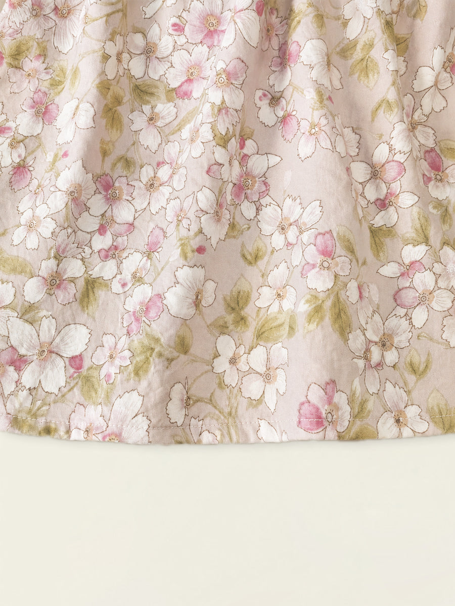 Girls' Pink Floral Long Sleeve Dress with Bunny Embroidery -K6136312