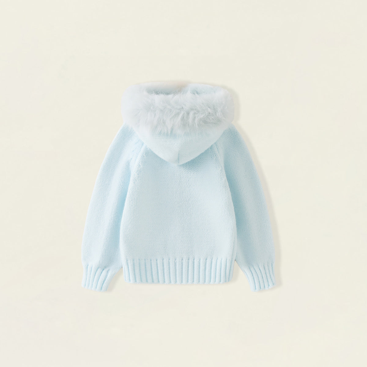 Girls' Pastel Faux Fur Hooded Zip-Up Cardigan -5497