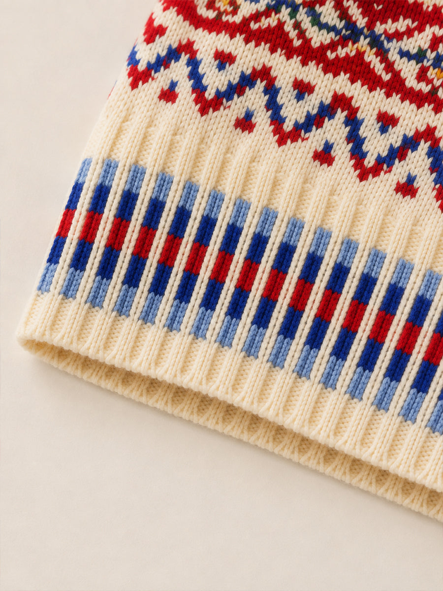 Girls' Colorful Fair Isle Knit Cardigan -5411