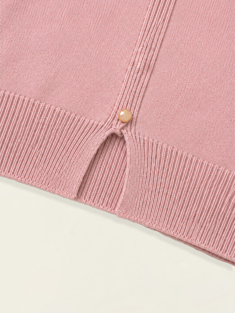 Girls' Pink Ombre Knit Cardigan with Gold Buttons -5007