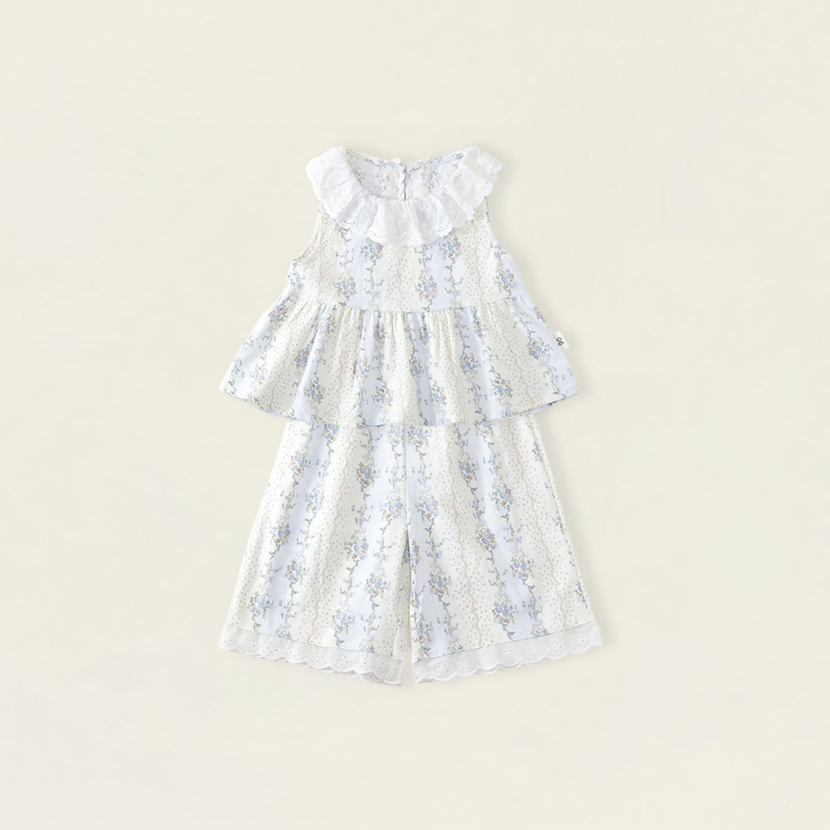 Girls' Floral Ruffled-Neck Sleeveless Top & Shorts Set(3 Colors) - K6126230