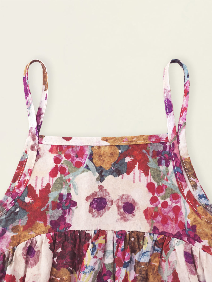 Girls' Vibrant Floral Camisole Dress -K6126360