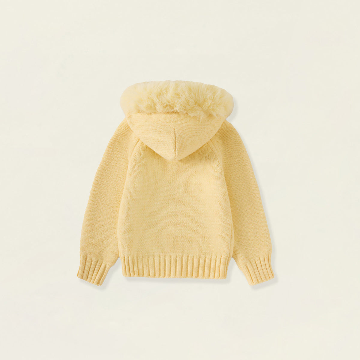 Girls' Pastel Faux Fur Hooded Zip-Up Cardigan -5497