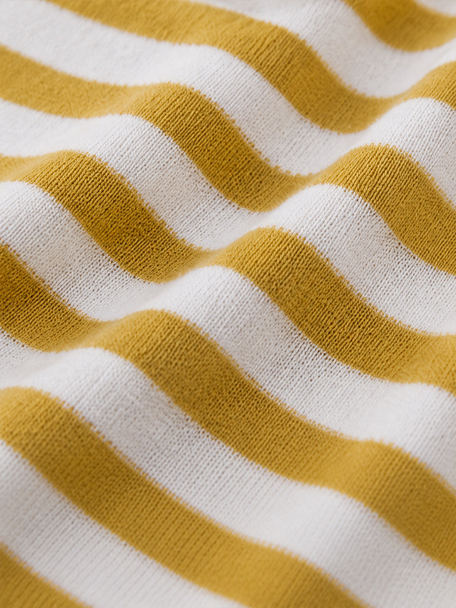 Girls' Mustard Striped Knit Top with Tie Scarf Detail -4691