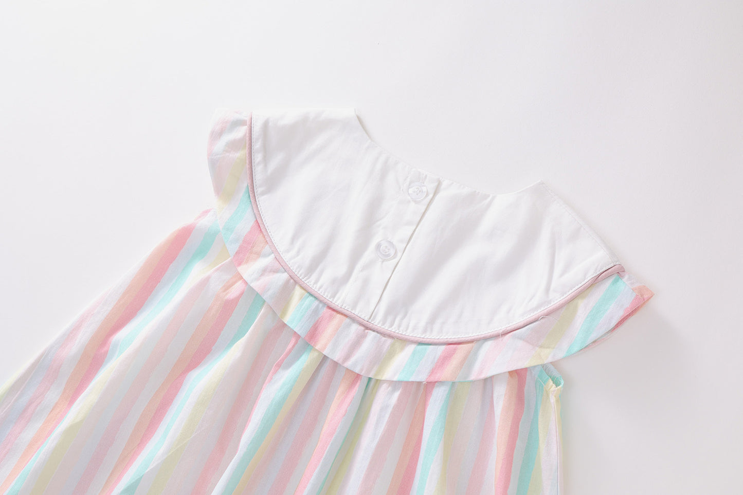 Girls' Embroidered Striped Sleeveless Dress