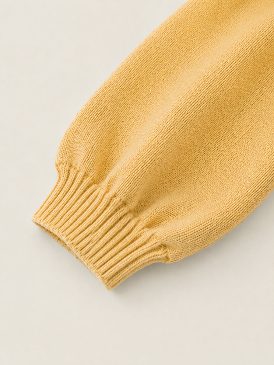 Girls' Yellow 3D Duck Applique Knit Sweater -5216