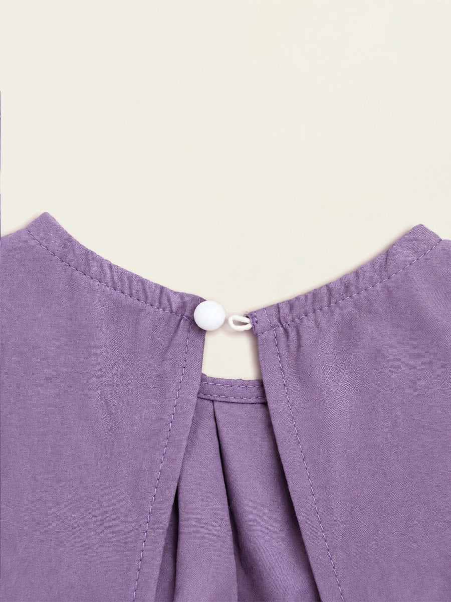 Girls' Lavender Sleeveless Pleated Dress -K6126340