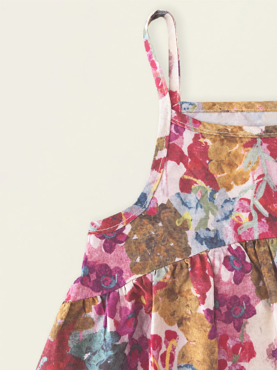 Girls' Vibrant Floral Camisole Dress -K6126360