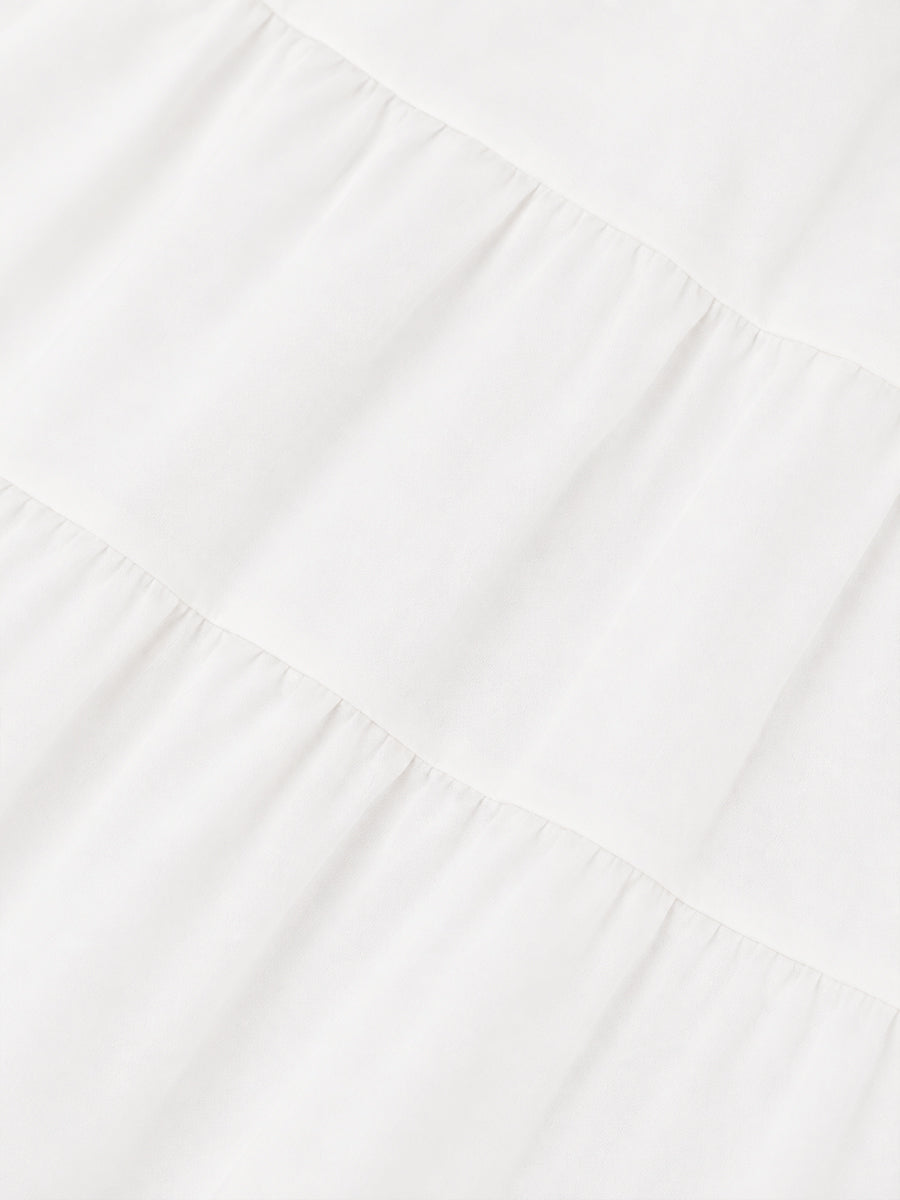 Girls' White Tiered Bow Skirt with Elastic Waist - K6126334