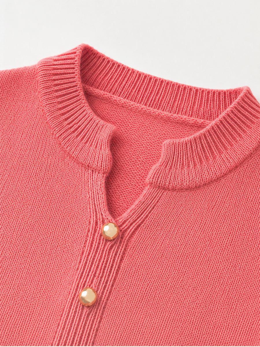 Girls' Pink Ombre Knit Cardigan with Gold Buttons -5007