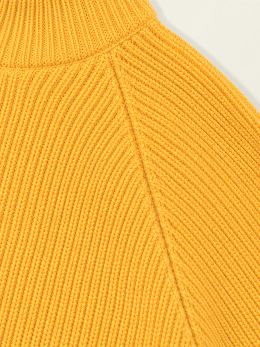 Kids' Mustard Yellow Pom-Pom Hooded Knit Sweater -4083
