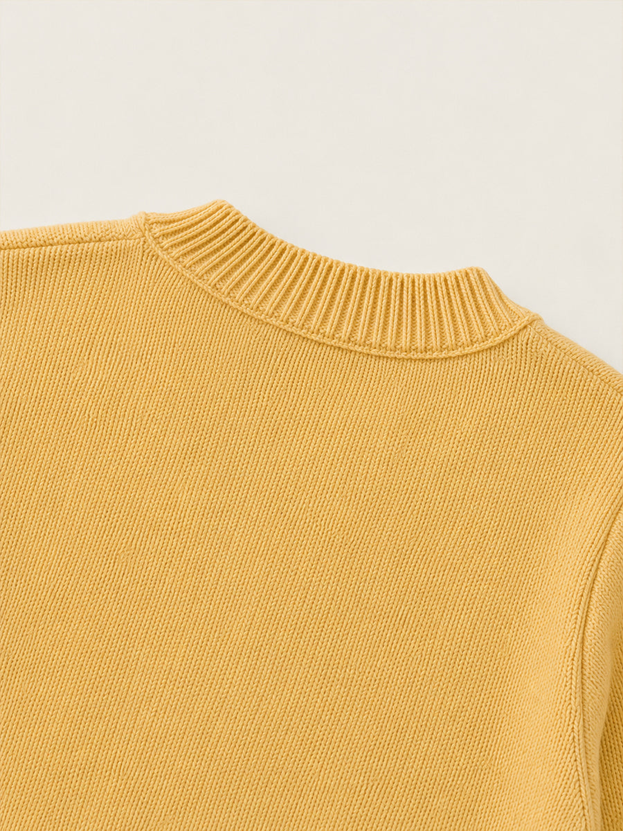 Girls' Yellow 3D Duck Applique Knit Sweater -5216
