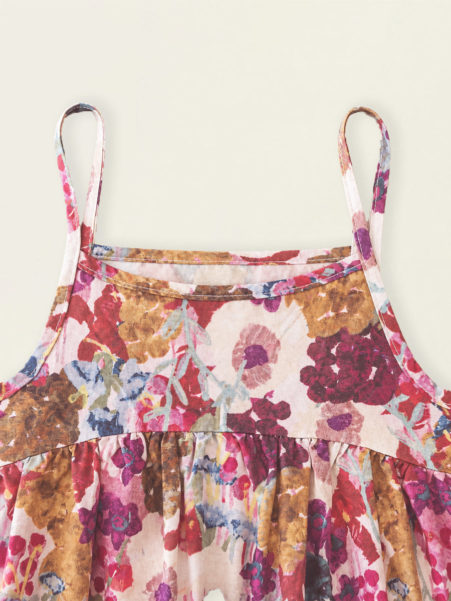 Girls' Vibrant Floral Camisole Dress -K6126360