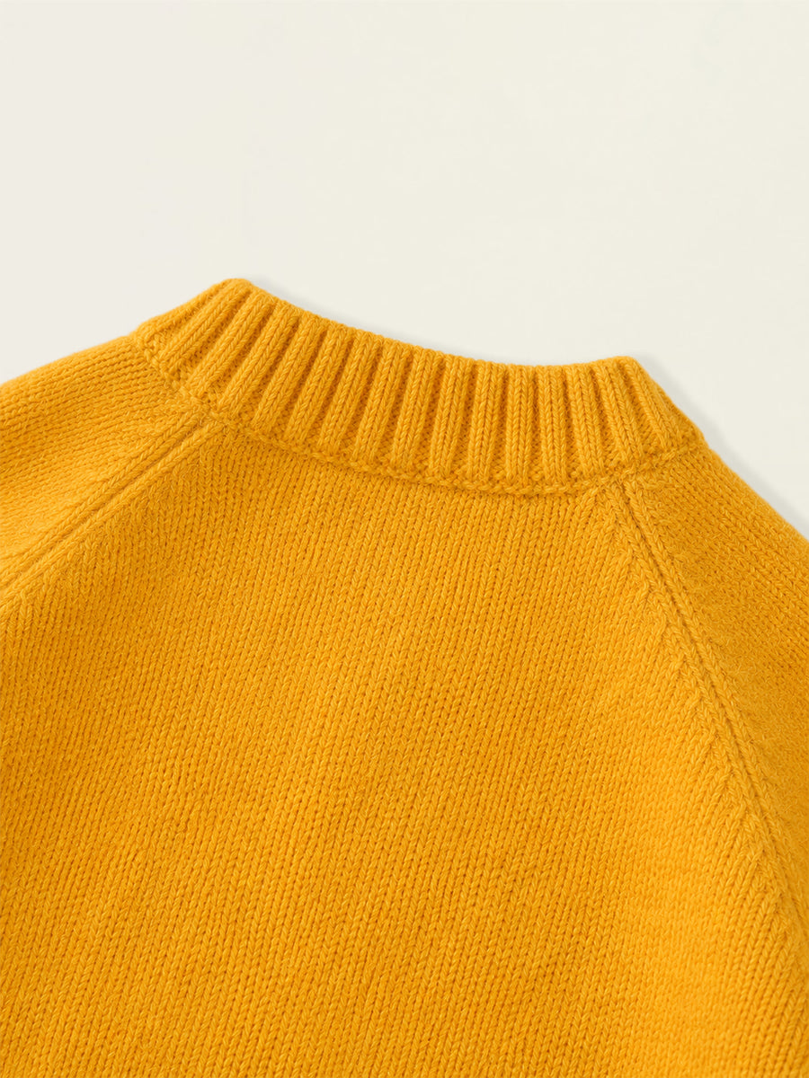 Girls' Yellow Chicken Print Knit Sweater -5501