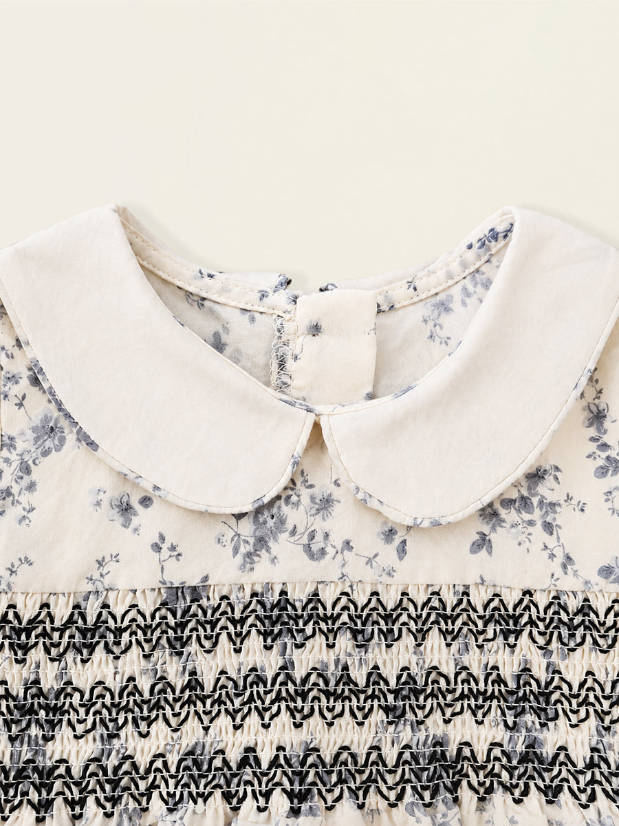 Girls' Floral Smocked Long-Sleeve Dress -K6136268