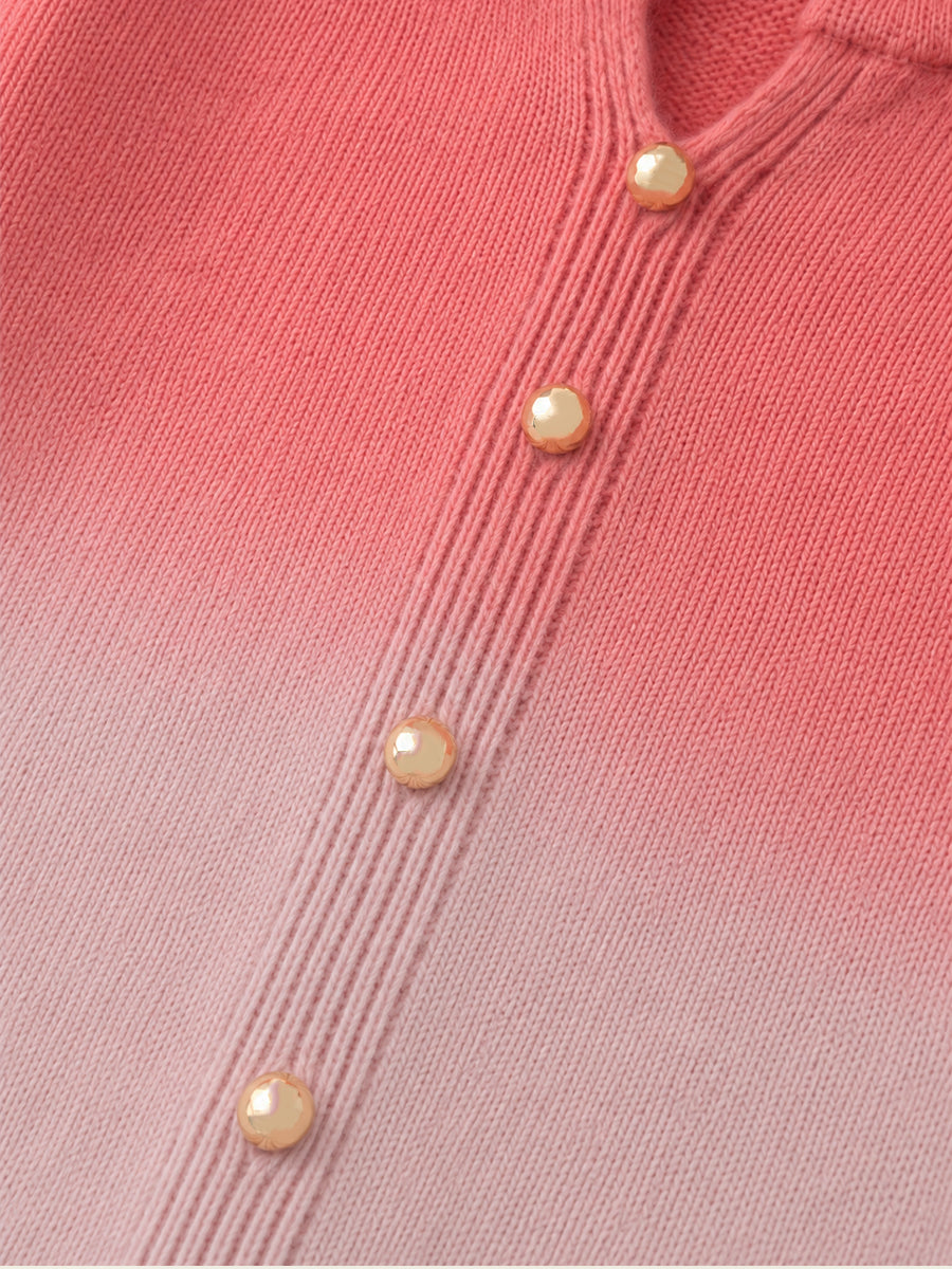 Girls' Pink Ombre Knit Cardigan with Gold Buttons -5007
