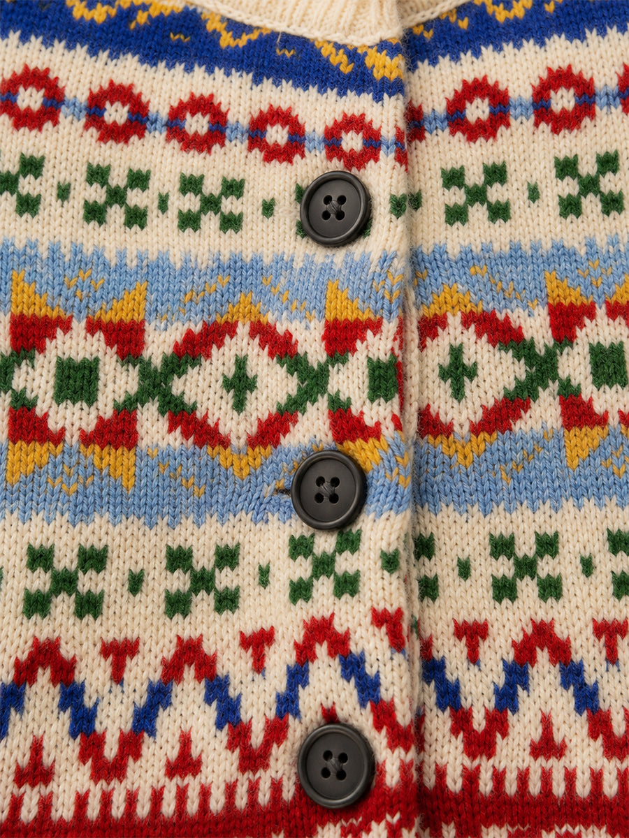 Girls' Colorful Fair Isle Knit Cardigan -5411