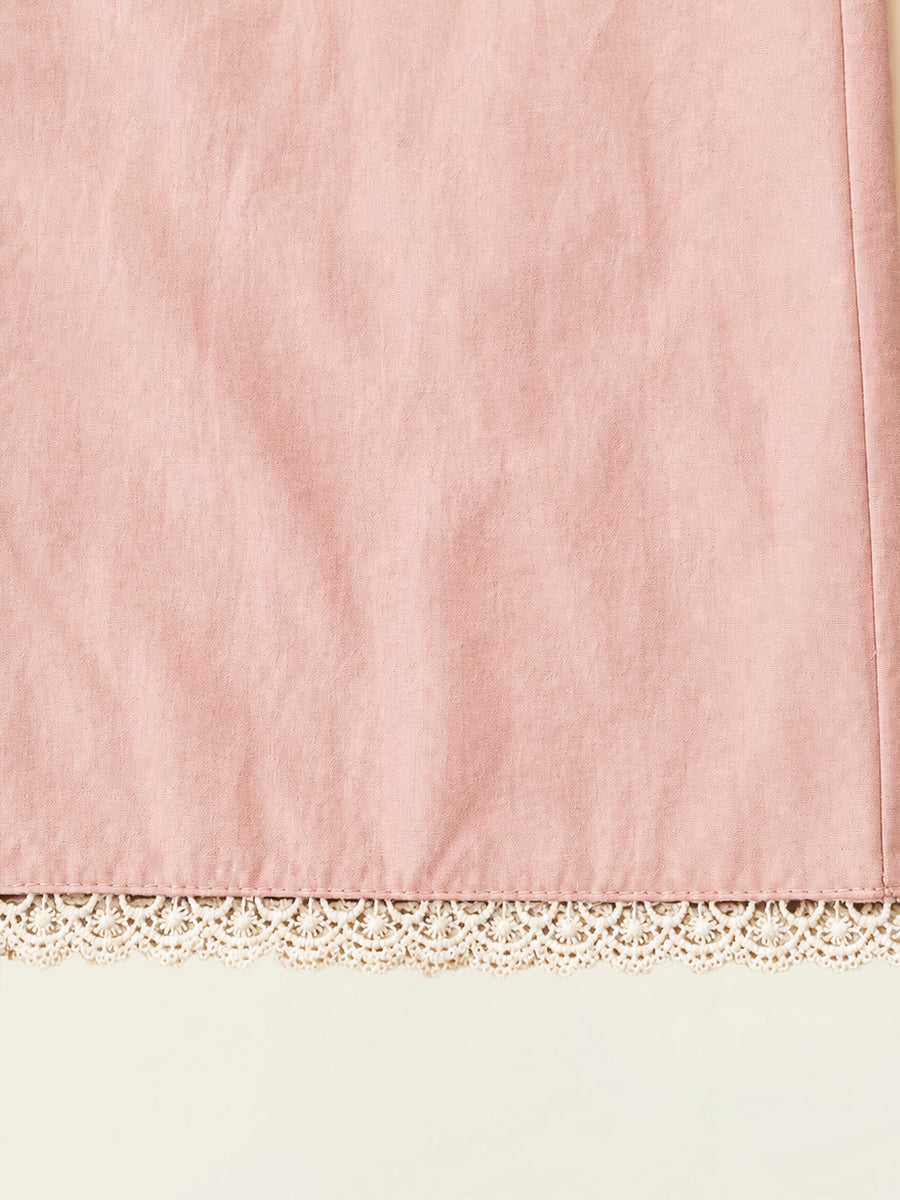 Girls' Dusty Pink Lace-Trimmed Sleeveless Set - K6126264