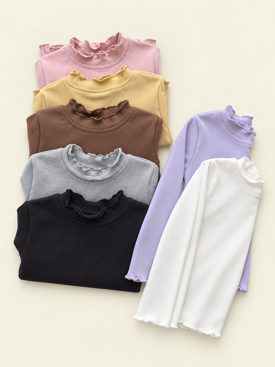 Girls' Ruffled Collar Long Sleeve Top K-6136363