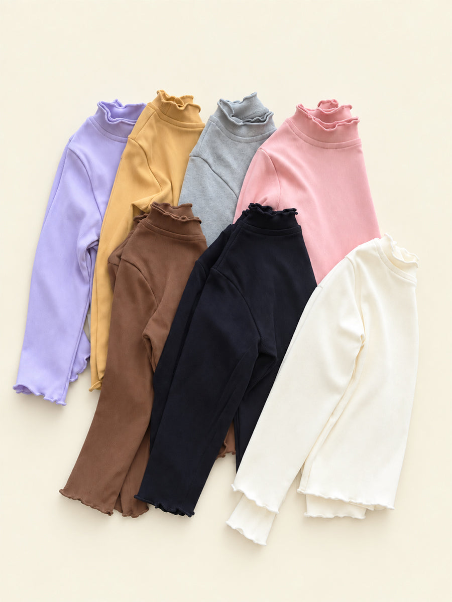 Girls' Ruffled Collar Long Sleeve Top K-6136363