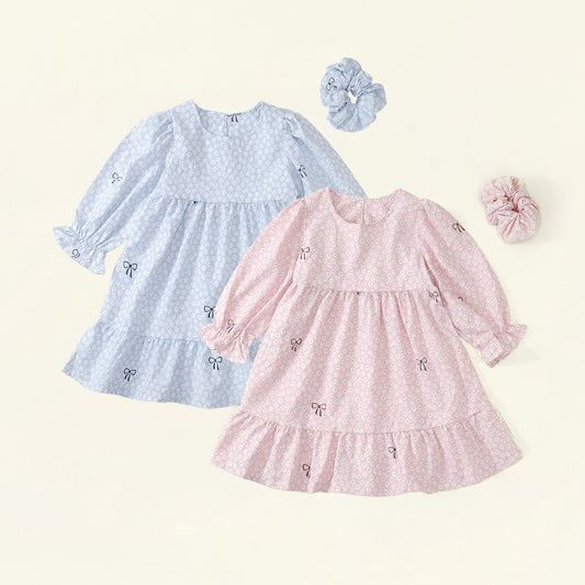Girls' Floral Bow Dress & Scrunchie Set - K6136260