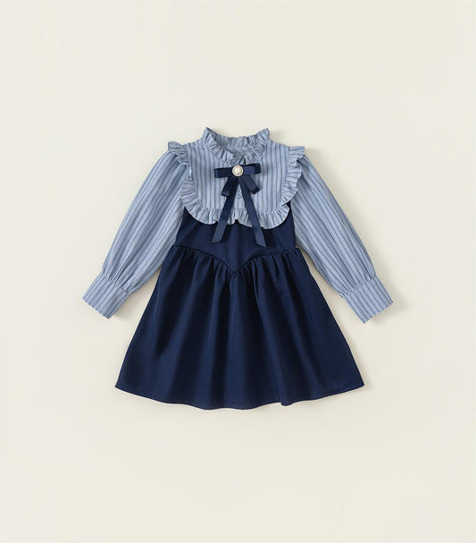 Girl's College-Style Striped Dress