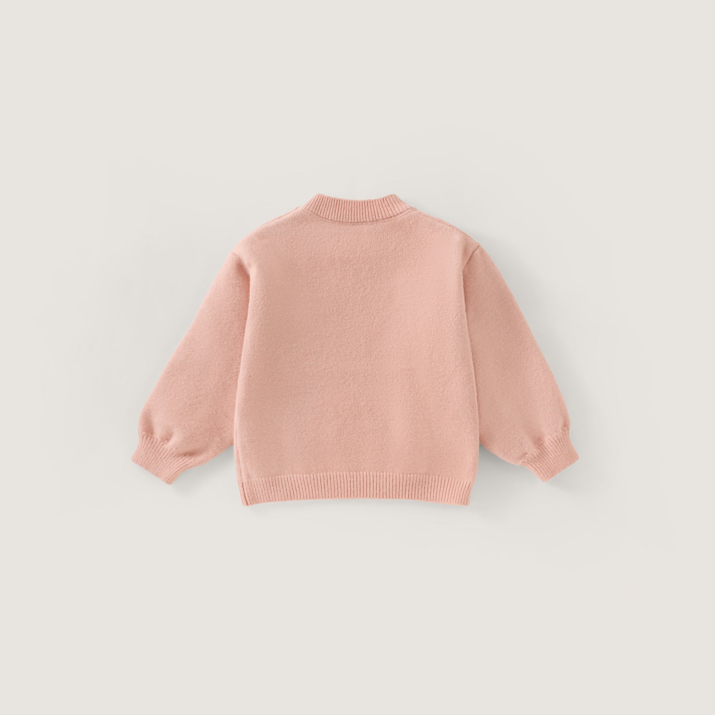 Girls' Pink Pom-Pom Sleeve Knit Sweater -1122