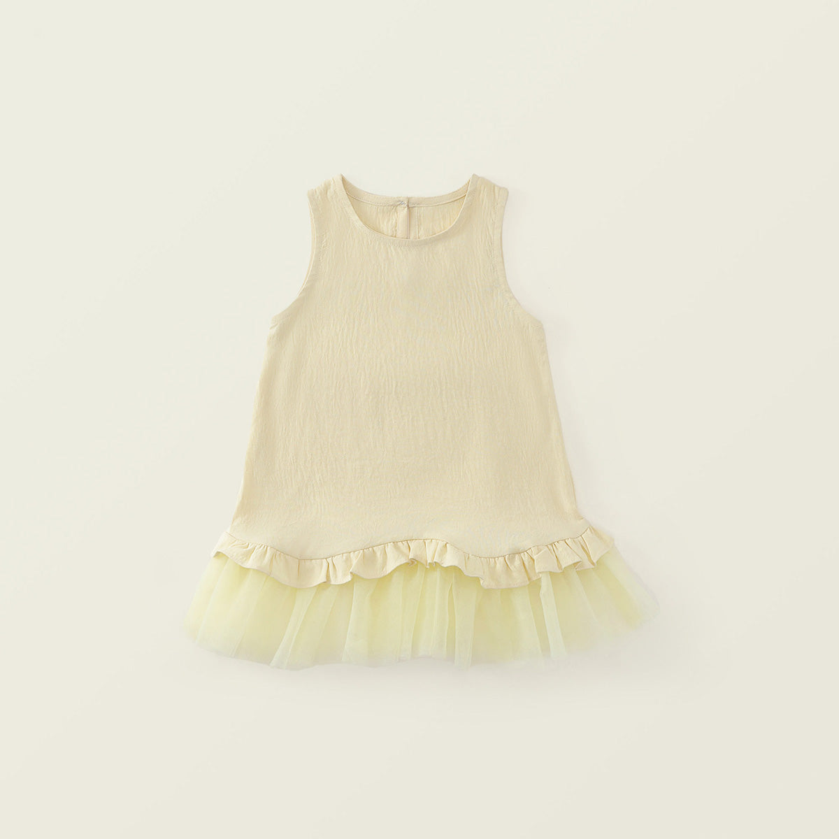 Girl's Light Yellow Crinkle Fabric Toddler Dress -K6126064