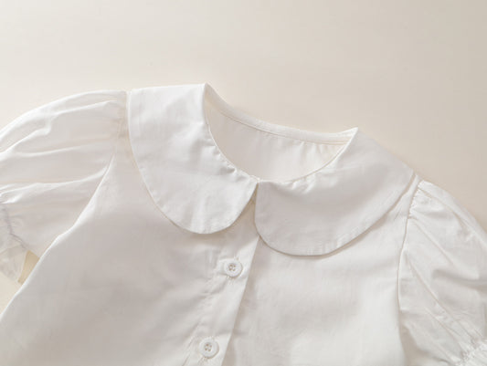 Girl's Puff Sleeve Ruffle Hem Toddler Top -K6126060