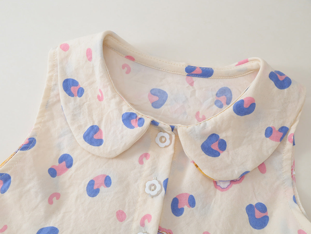 Girls' Peter Pan Collar Sleeveless Dress with Bear Patch (2 Colors) - K6126244