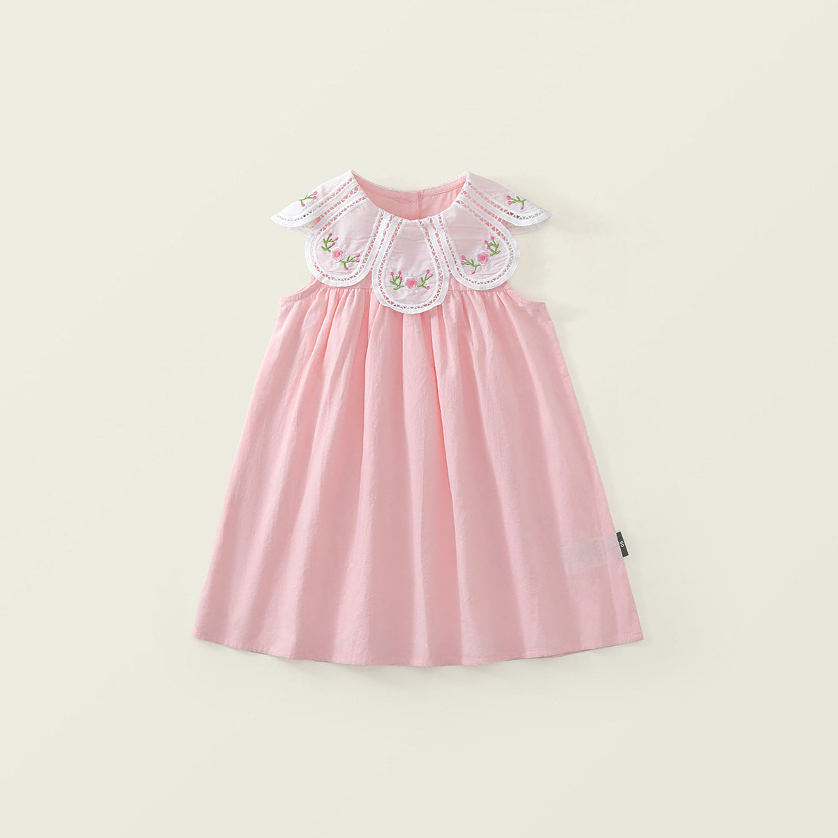 Girls' Embroidered Floral Collar Sleeveless A-Line Dress (2 Colors) - K6126143