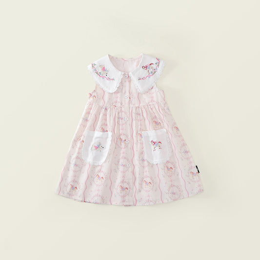Girls' Pink Carousel Print Dress -K6126142