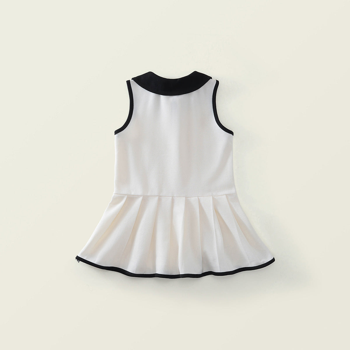 Girl's Black Trim Pleated A-Line Toddler Dress -K6126029