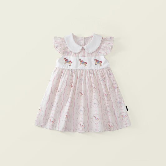 Little Pony Embroidered Peter Pan Collar Dress -K6126140
