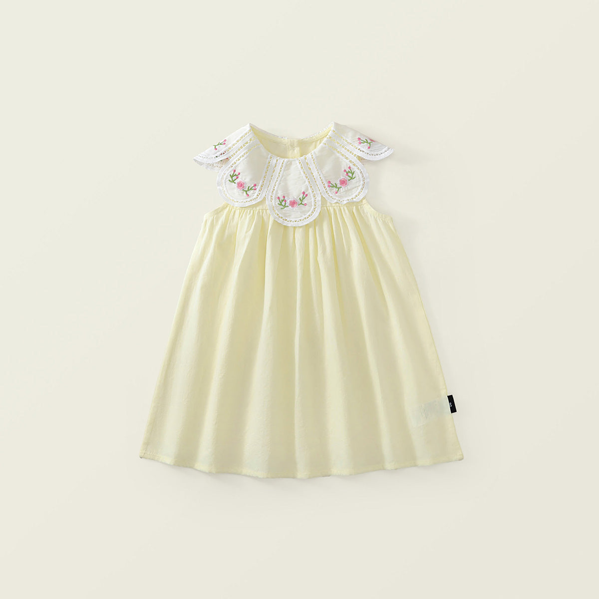 Girls' Embroidered Floral Collar Sleeveless A-Line Dress (2 Colors) - K6126143