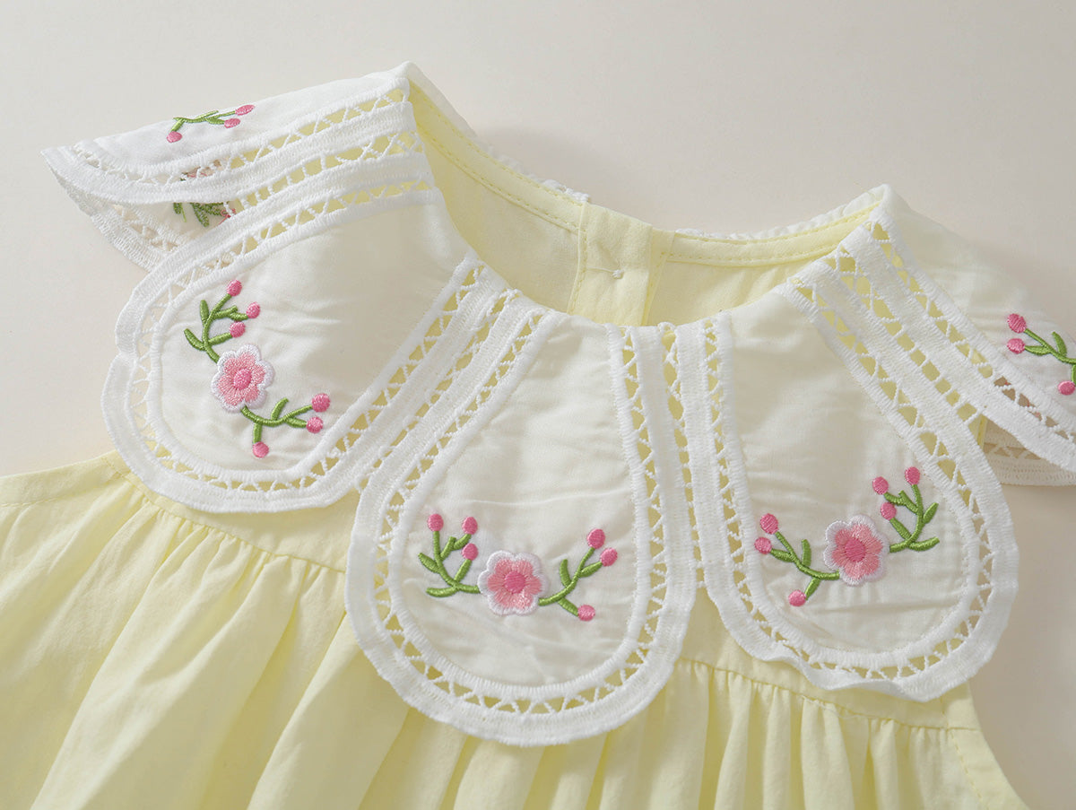 Girls' Embroidered Floral Collar Sleeveless A-Line Dress (2 Colors) - K6126143