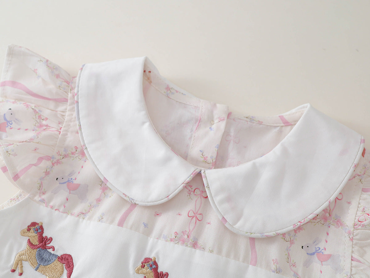 Little Pony Embroidered Peter Pan Collar Dress -K6126140