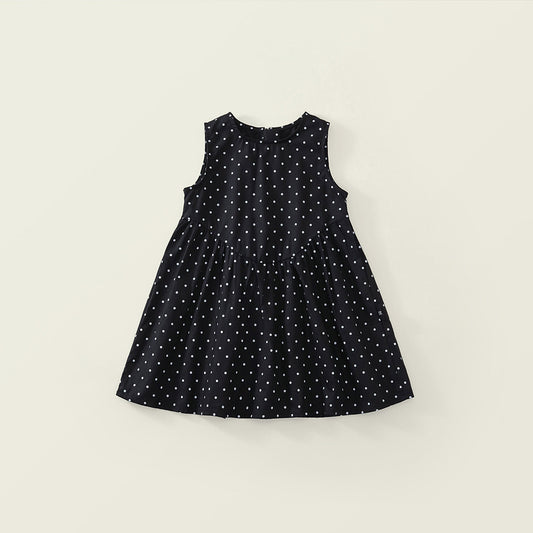 Girls' Black & White Polka Dot A-Line Dress - K6126068