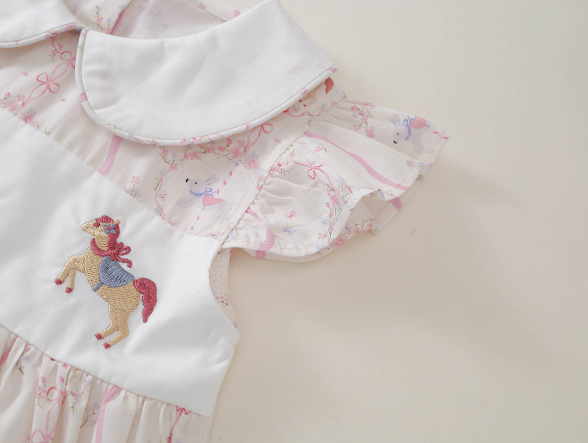Little Pony Embroidered Peter Pan Collar Dress -K6126140