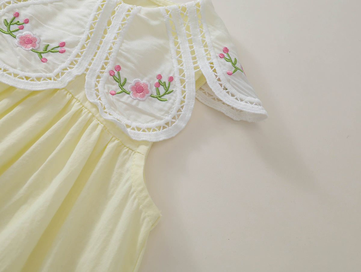 Girls' Embroidered Floral Collar Sleeveless A-Line Dress (2 Colors) - K6126143