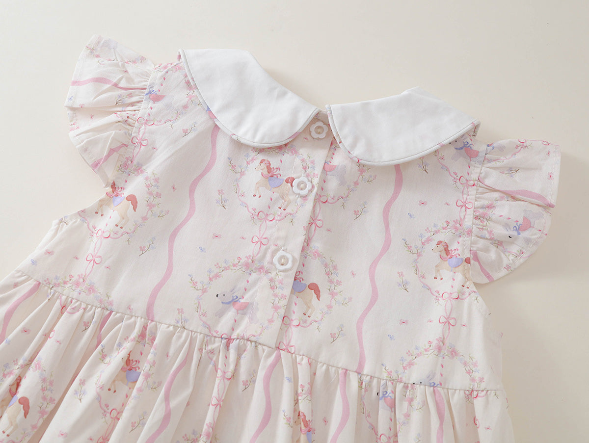 Little Pony Embroidered Peter Pan Collar Dress -K6126140