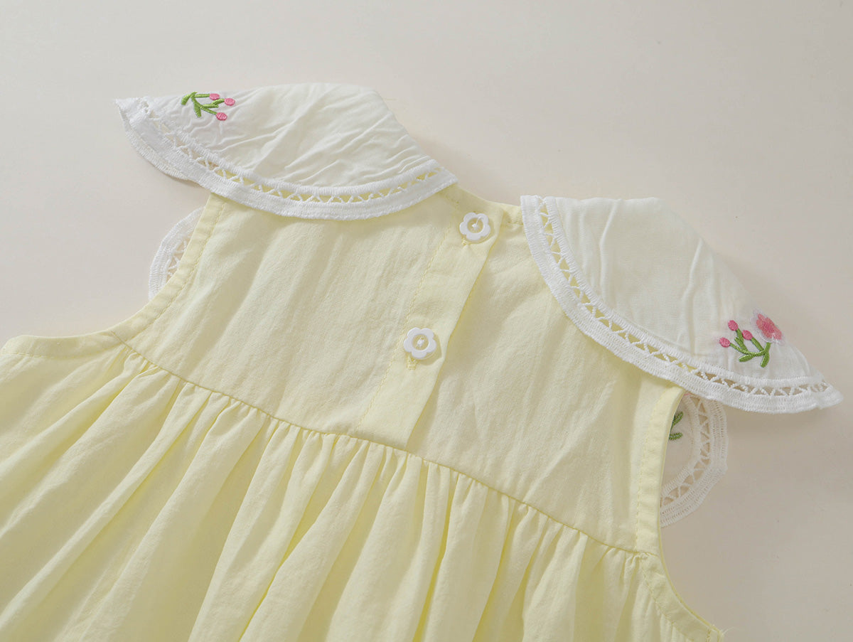 Girls' Embroidered Floral Collar Sleeveless A-Line Dress (2 Colors) - K6126143