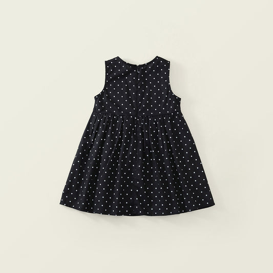 Girls' Black & White Polka Dot A-Line Dress - K6126068